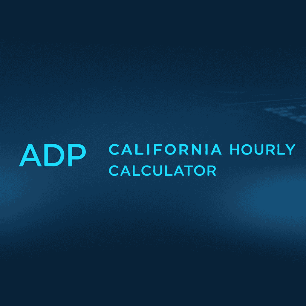 An illustration of a person calculating their hourly wage for California with a digital calculator, representing the ADP California hourly calculator.