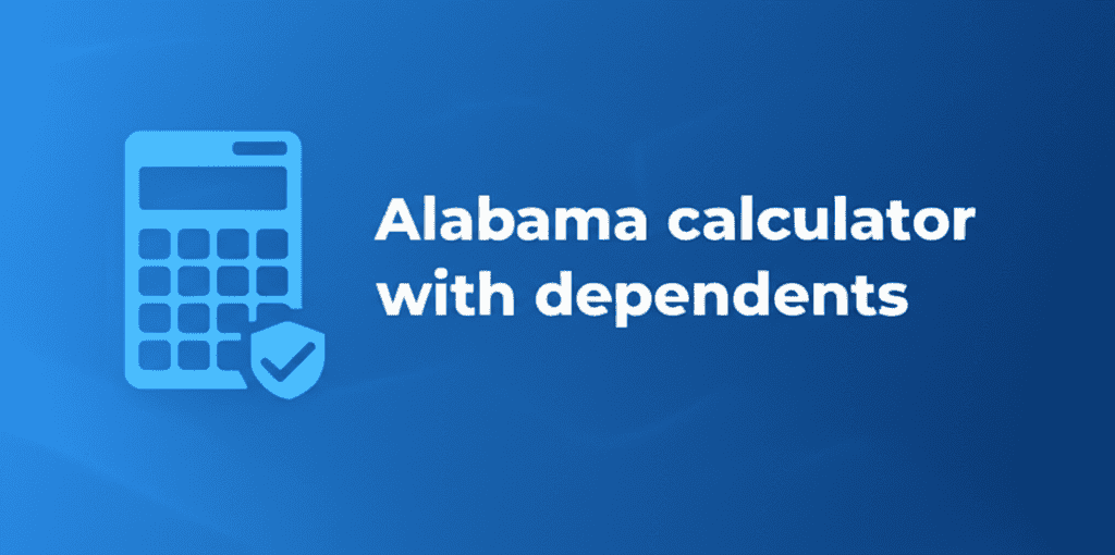Alabama calculator with dependents showing a family
