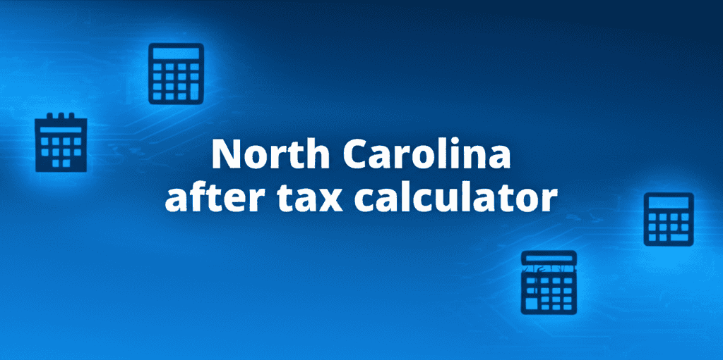 North Carolina after tax calculator showing a person checking their finances on a laptop