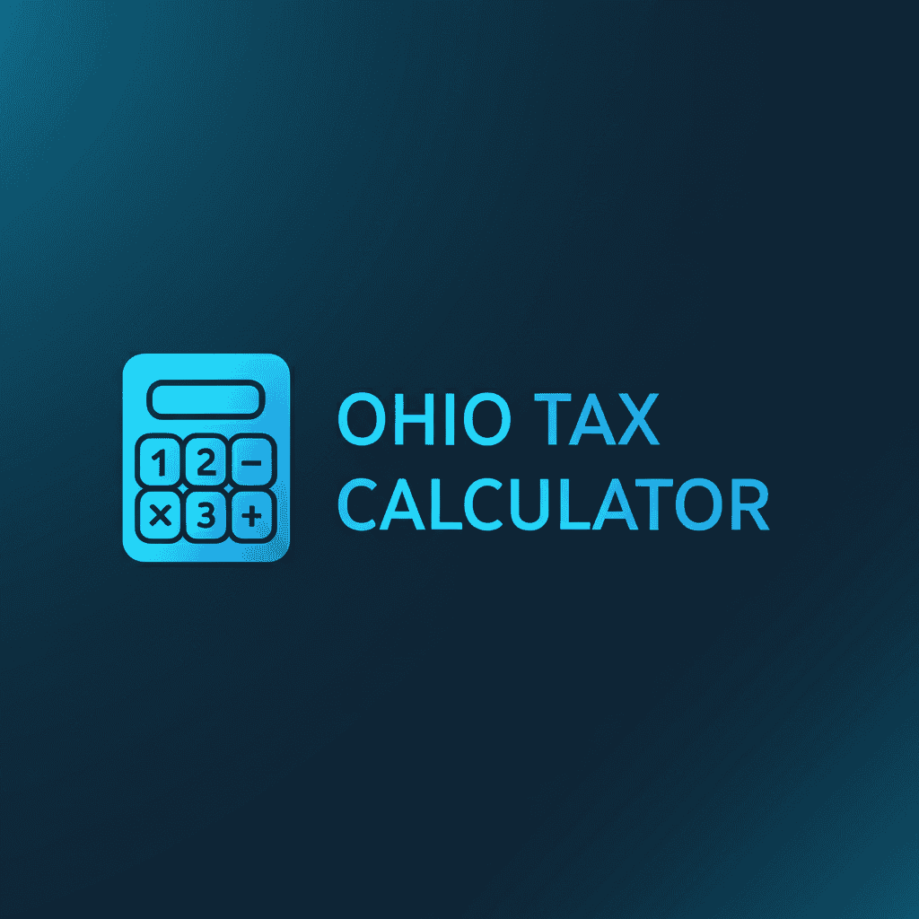 Illustration of Ohio state outline with tax calculation elements